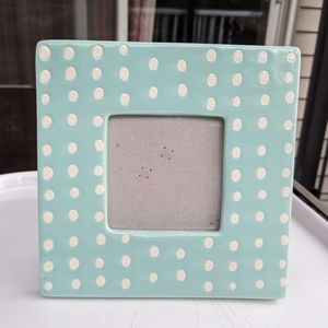 Adorable Picture Frame - Blue/Turquoise with White Polka Dots